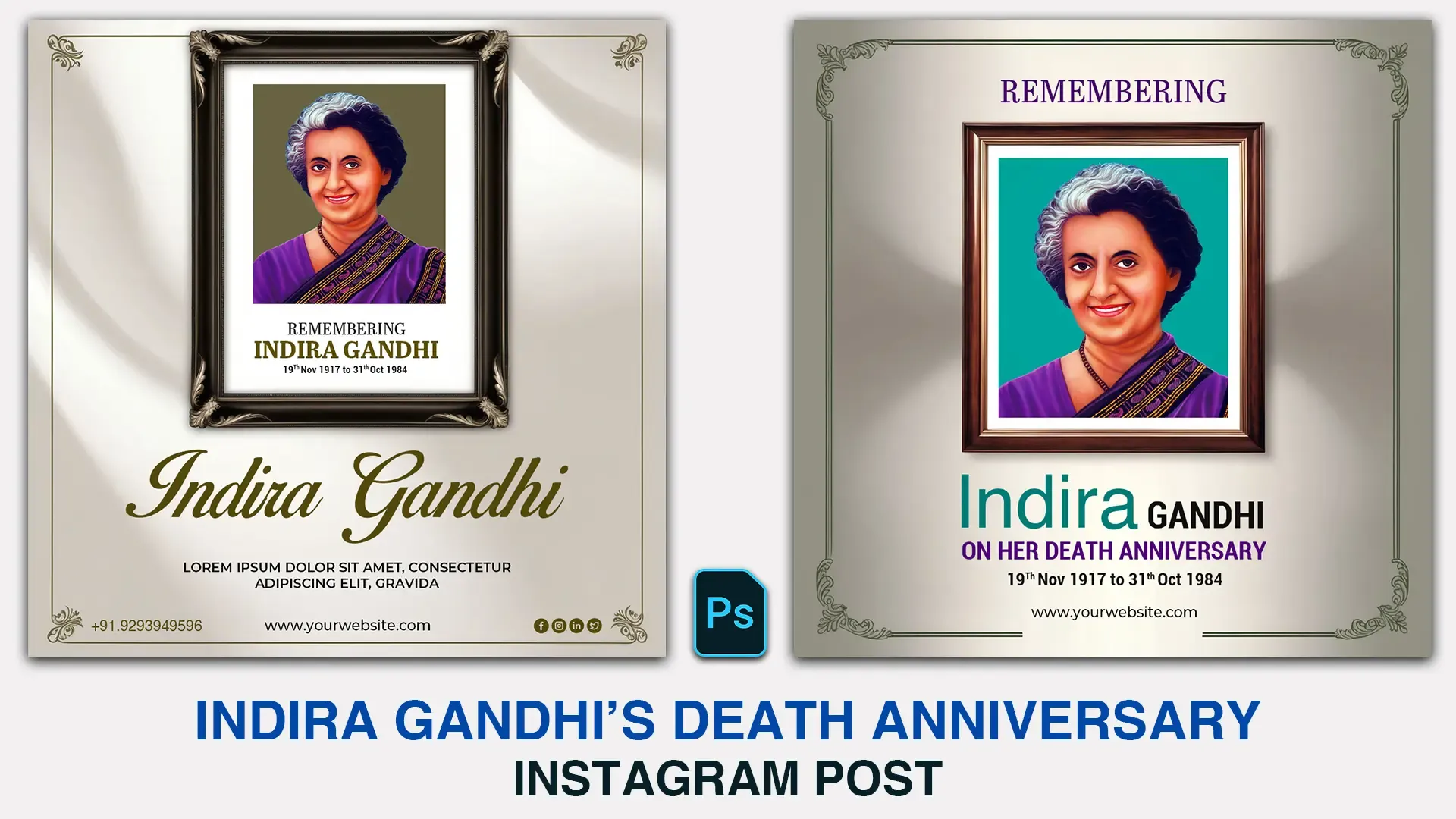 Indira Gandhi Death Anniversary Instagram Post PSD